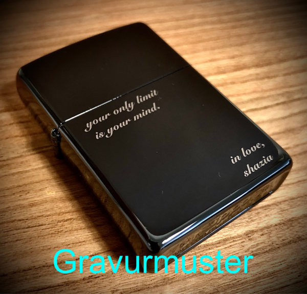 zippo ebony mit gravur